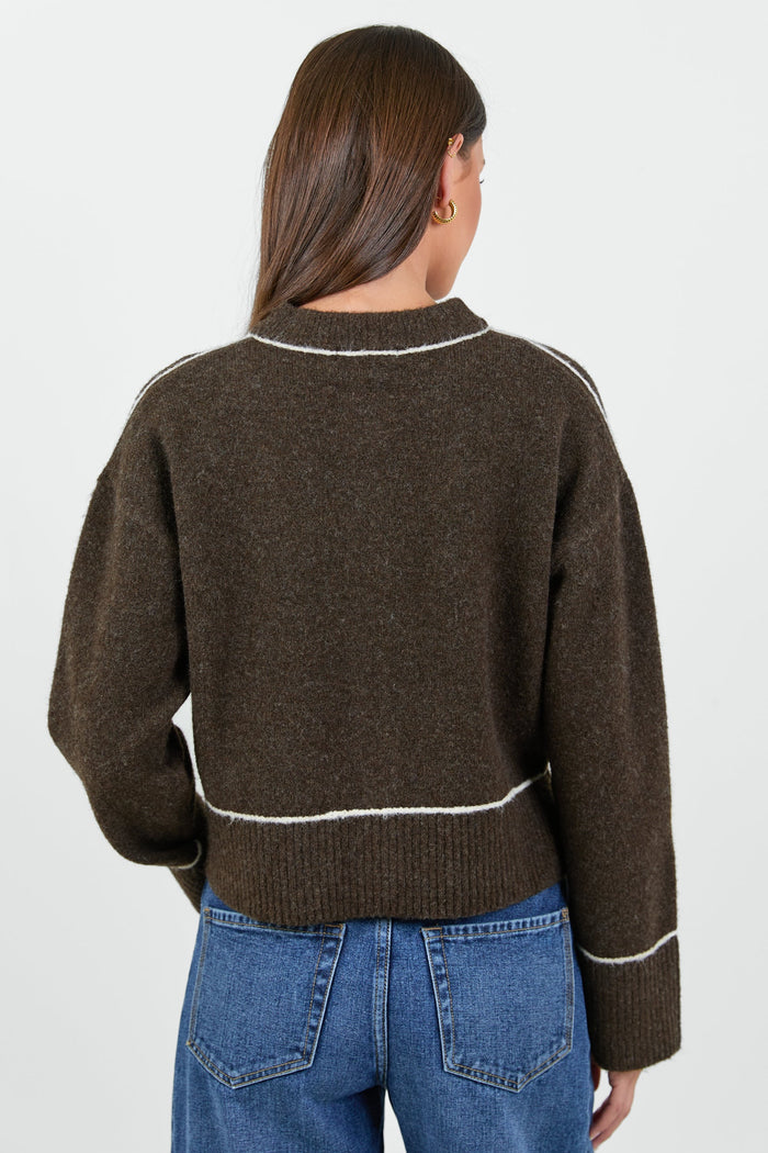 Habitual Chocolate Contrast Trim Cardigan