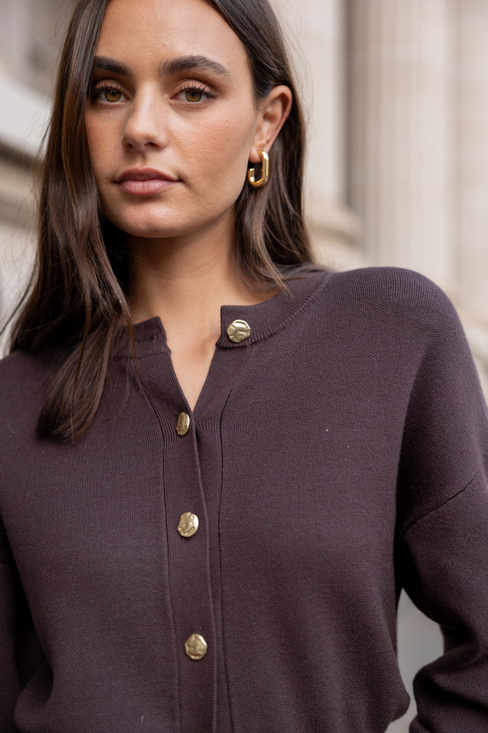 Hallmark Chocolate Crewneck Cardigan