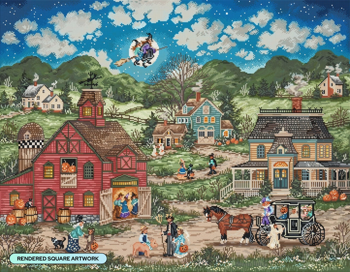 Diamond Painting Halloween Hallabaloo 35.4" x 27.6" (89.9cm x 69.9cm) / Square with 87 Colors including 3 ABs and 4 Fairy Dust Diamonds / 101,441