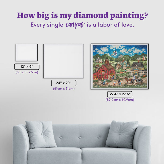 Diamond Painting Halloween Hallabaloo 35.4" x 27.6" (89.9cm x 69.9cm) / Square with 87 Colors including 3 ABs and 4 Fairy Dust Diamonds / 101,441
