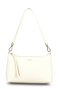 White handbag with a strap on a white background