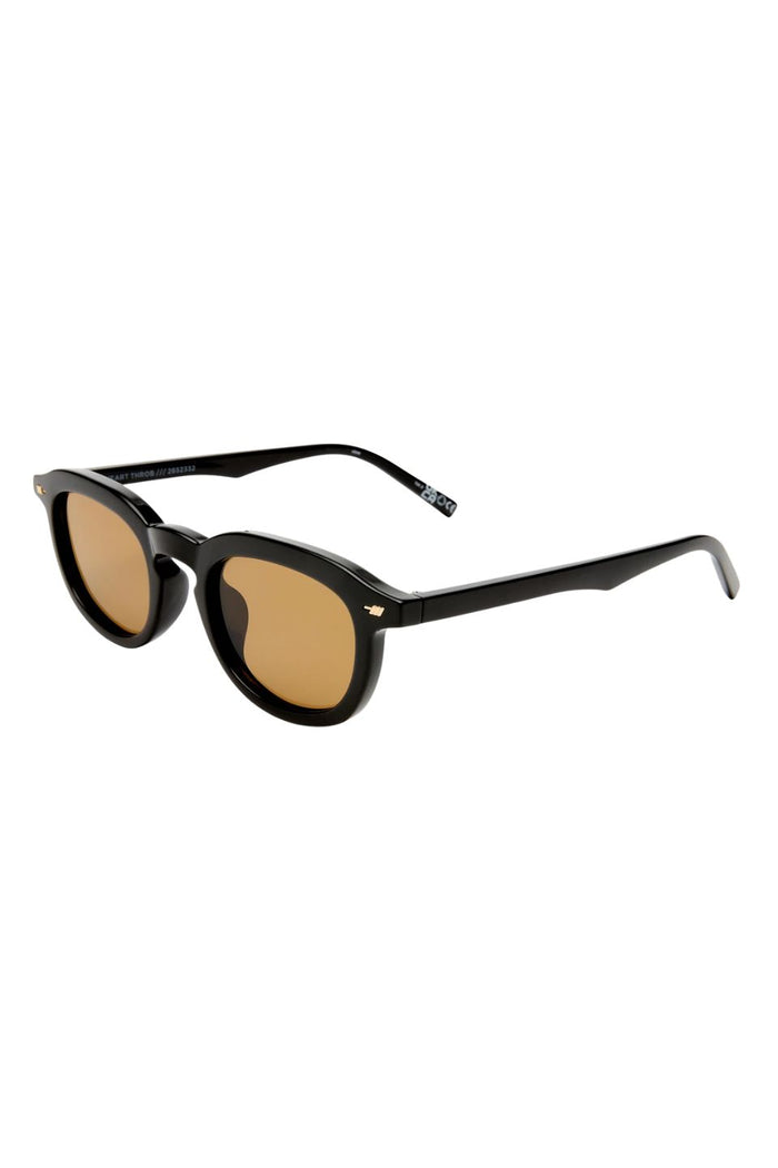 Heart Throb Black Brown Mono Lens Round Sunglasses