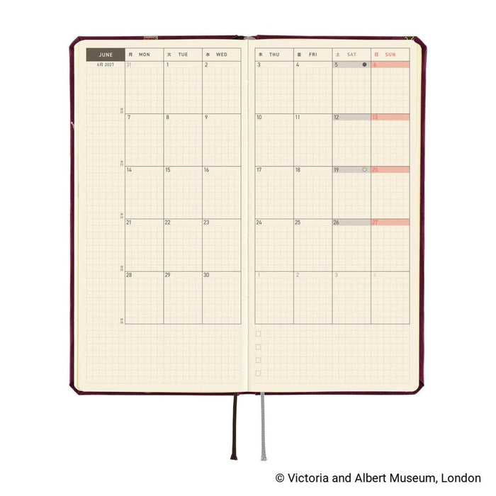 Hobonichi 2027 Light Hard Cover English Book - V&A Series: Welcome to the V&A - Tall & Slim (Weeks - January Start) - Pen Boutique Ltd