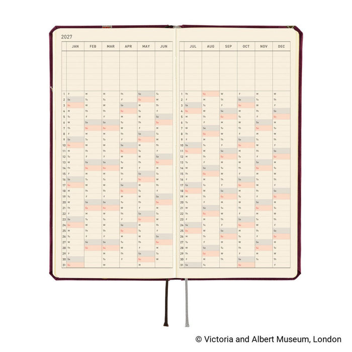 Hobonichi 2027 Light Hard Cover English Book - V&A Series: Welcome to the V&A - Tall & Slim (Weeks - January Start) - Pen Boutique Ltd