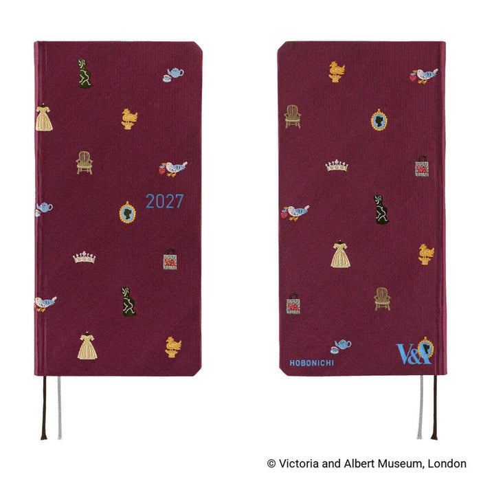 Hobonichi 2027 Light Hard Cover English Book - V&A Series: Welcome to the V&A - Tall & Slim (Weeks - January Start) - Pen Boutique Ltd