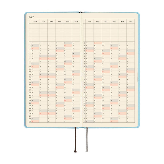 Hobonichi 2027 Light Hardcover Book - Colors: Sea Glass - Tall & Slim (Weeks - January Start) - Pen Boutique Ltd