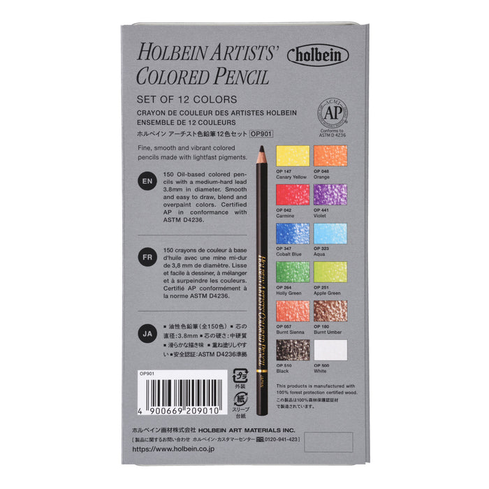 Holbein Artists' Colored Pencil Set of 12 - Basic