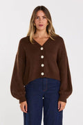 Huddle Chocolate Wool Blend Cardigan