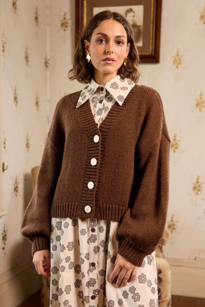 Huddle Chocolate Wool Blend Cardigan