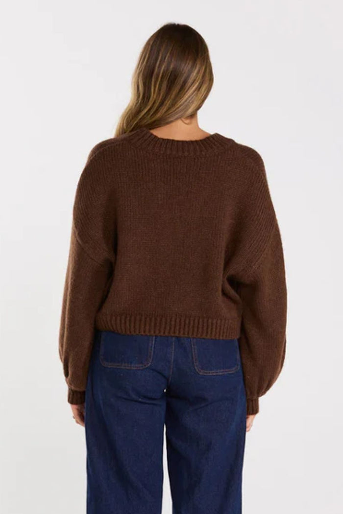 Huddle Chocolate Wool Blend Cardigan