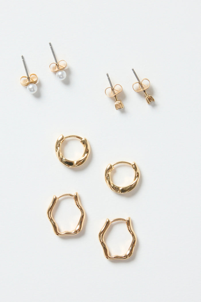 Huggie Stud 4 Sets Gold Earrings