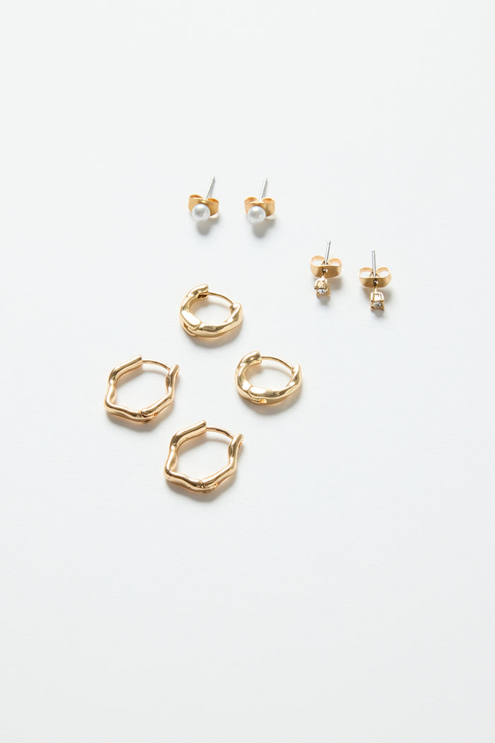 Huggie Stud 4 Sets Gold Earrings