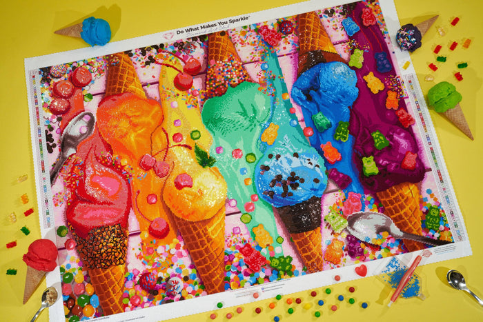 Diamond Painting Ice Cream Rainbow 35.8" x 25.6" (91cm x 65cm) / Square with 64 Colors including 5 ABs / 95,265