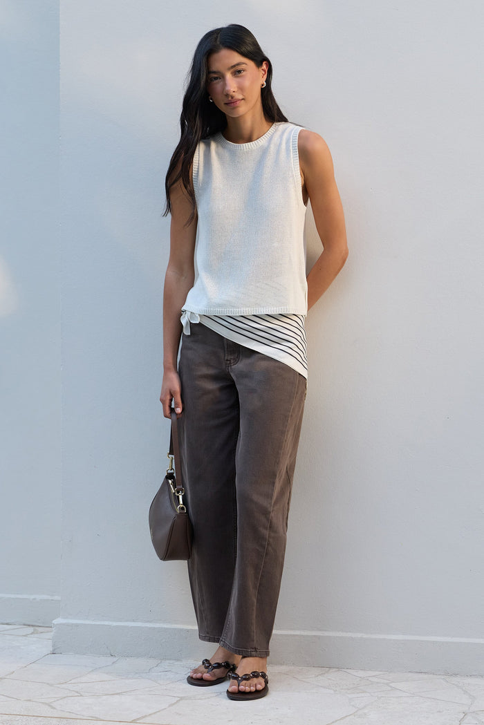 Idolise Mocha Stretch Soft Barrel Jeans