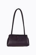 Idris Chocolate Vegan Leather Gold Hardware Shoulder Bag