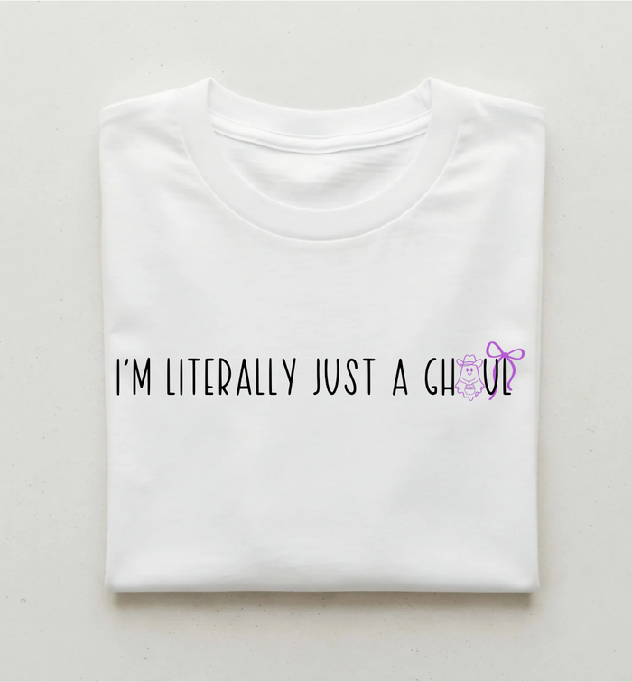 I’m Literally Just a Ghoul – PINK Halloween T-Shirt
