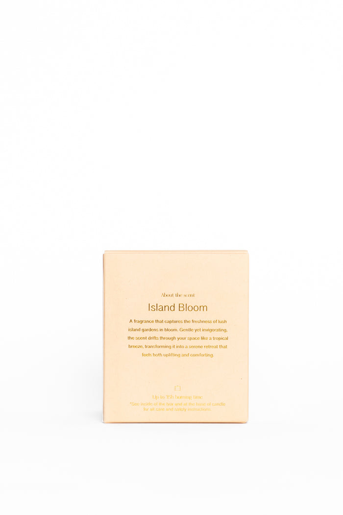 Product packaging for 'Island Bloom' on a light beige background