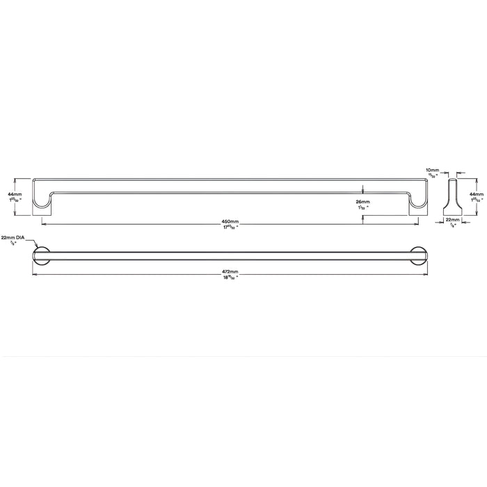Line Drawing Iver Baltimore 450mm Cabinet Pull Handle Polished Chrome 20924 - The Blue Space