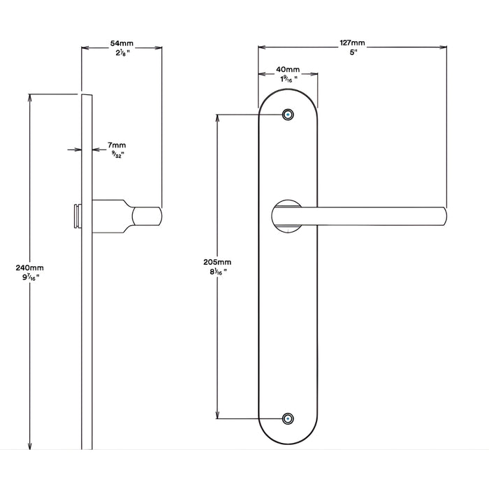 Line Drawing Iver Baltimore Lever Oval Backplate Privacy Kit with Privacy Turn Matte Black 12726KPRIV60 - The Blue Space