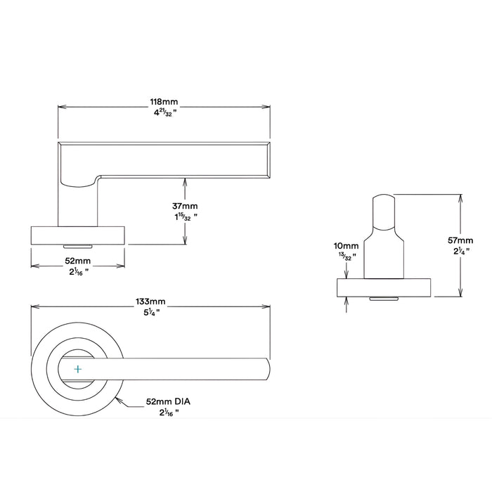 Line Drawing Iver Baltimore Lever Round Rose Entrance Kit with Separate High Security Lock Brushed Brass 9365KENTR60KT - The Blue Space