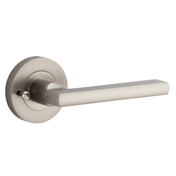 Single Iver Baltimore Lever Round Rose (Inbuilt Privacy) Satin Nickel 9219KIBPRIV60 - The Blue Space