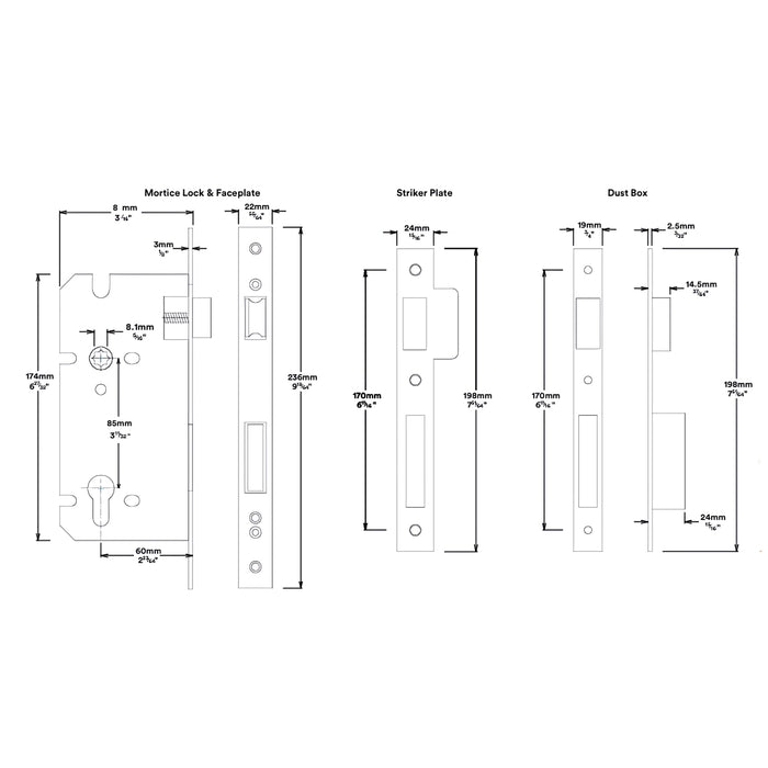 Mortice Lock Iver Brunswick Lever Oval Backplate Entrance Kit with High Security Lock Signature Brass 10768KENTR60KT - The Blue Space