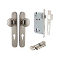 Iver Cambridge Knob Oval Backplate Entrance Kit with High Security Lock Satin Nickel  14834KENTR60KT - The Blue Space