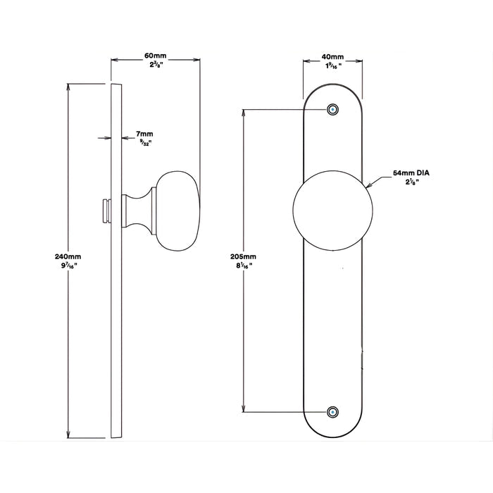 Line Drawing Knob Iver Cambridge Knob Oval Backplate Passage Kit  Signature Brass 10834KPASS60 - The Blue Space