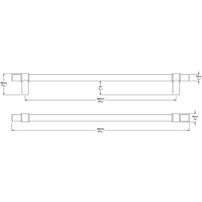 Line Drawing Iver Helsinki 256mm Cabinet Pull Handle Brushed Brass 21026 - The Blue Space