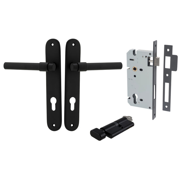 Iver Helsinki Lever Oval Backplate Entrance Kit with High Security Lock Matte Black 12900KENTR60KT - The Blue Space