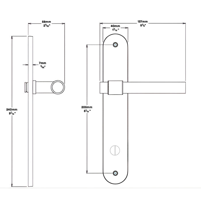 Line Drawing Iver Helsinki Lever Oval Backplate Privacy Kit with Privacy Turn Signature Brass 10900KPRIV60 - The Blue Space