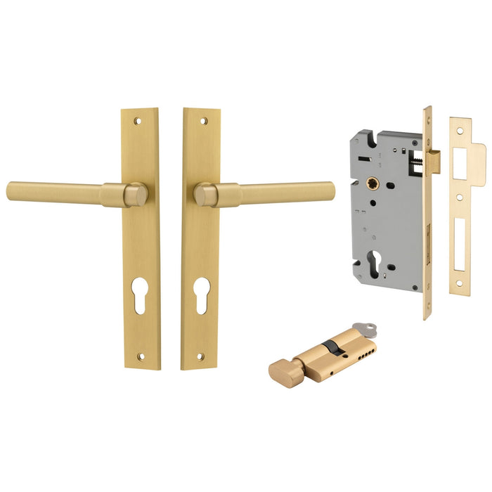 Iver Helsinki Lever Rectangular Backplate Entrance Kit with High Security Lock Brushed Gold PVD 16396KENTR60KT - The Blue Space