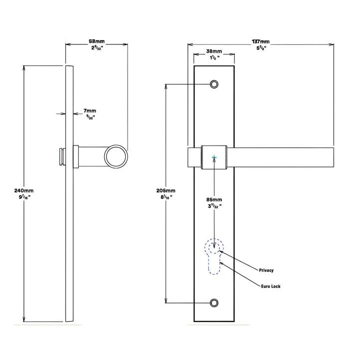 Line Drawing Iver Helsinki Lever Rectangular Backplate Entrance Kit with High Security Lock Brushed Gold PVD 16396KENTR60KT - The Blue Space