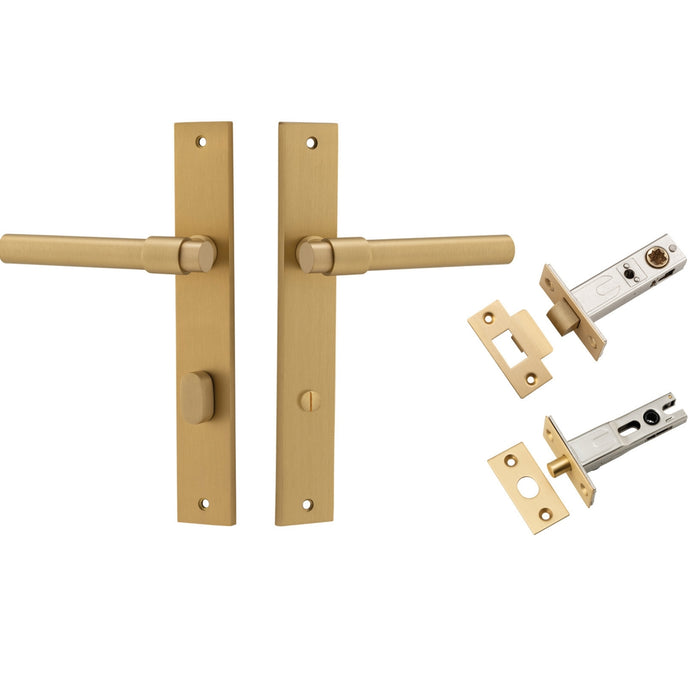 Iver Helsinki Lever Rectangular Backplate Privacy Kit with Privacy Turn Brushed Brass 15396KPRIV60 - The Blue Space