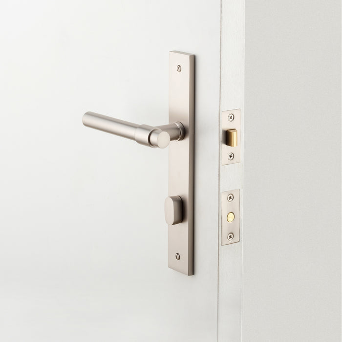 Lifestyle Iver Helsinki Lever Rectangular Backplate Privacy Kit with Privacy Turn Satin Nickel 14896KPRIV60 - The Blue Space