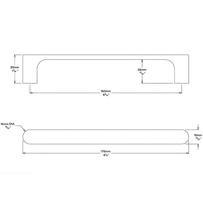 Line Drawing Iver Osaka 160mm Cabinet Pull Handle Brushed Gold PVD 17432 - The Blue Space