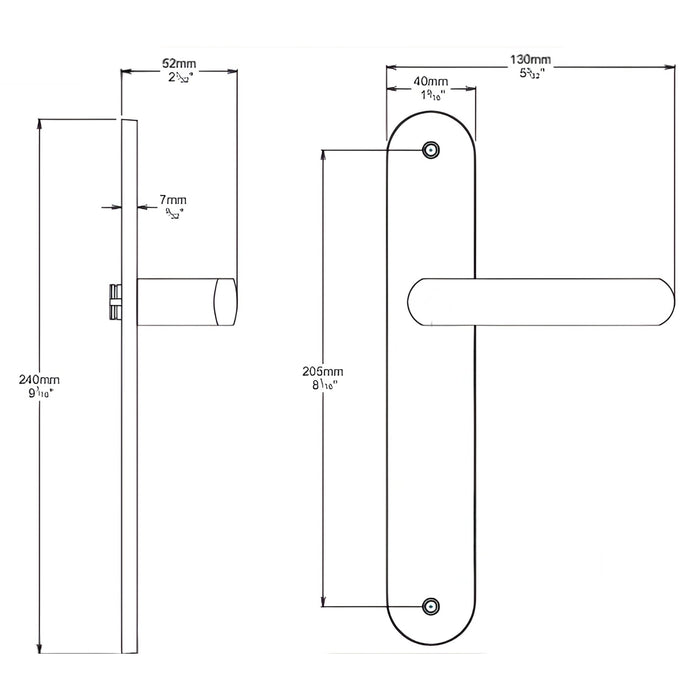 Line Drawing Iver Osaka Lever Oval Backplate Privacy Kit with Privacy Turn Brushed Brass 15364KPRIV60 - The Blue Space