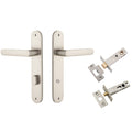 Iver Osaka Lever Oval Backplate Privacy Kit with Privacy Turn Satin Nickel 14864KPRIV60 - The Blue Space