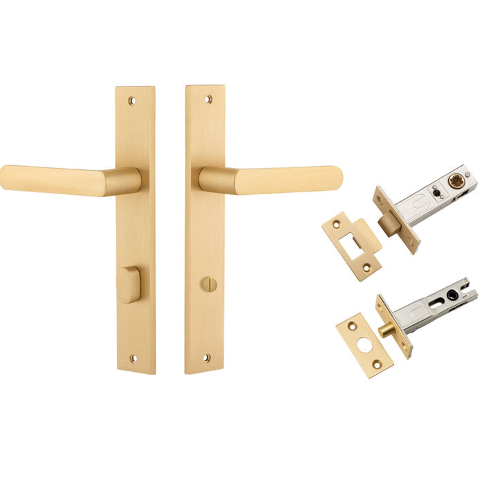 Iver Osaka Lever Rectangular Backplate Privacy Kit with Privacy Turn Brushed Brass 15360KPRIV60 - The Blue Space