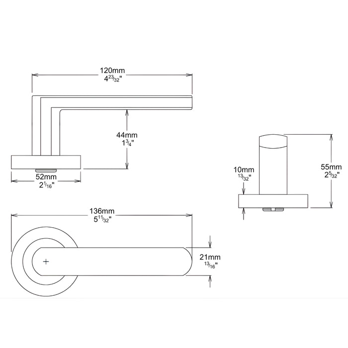 Line Drawing Iver Osaka Lever Round Rose Passage Kit Matte Black  20773KPASS60 - The Blue Space