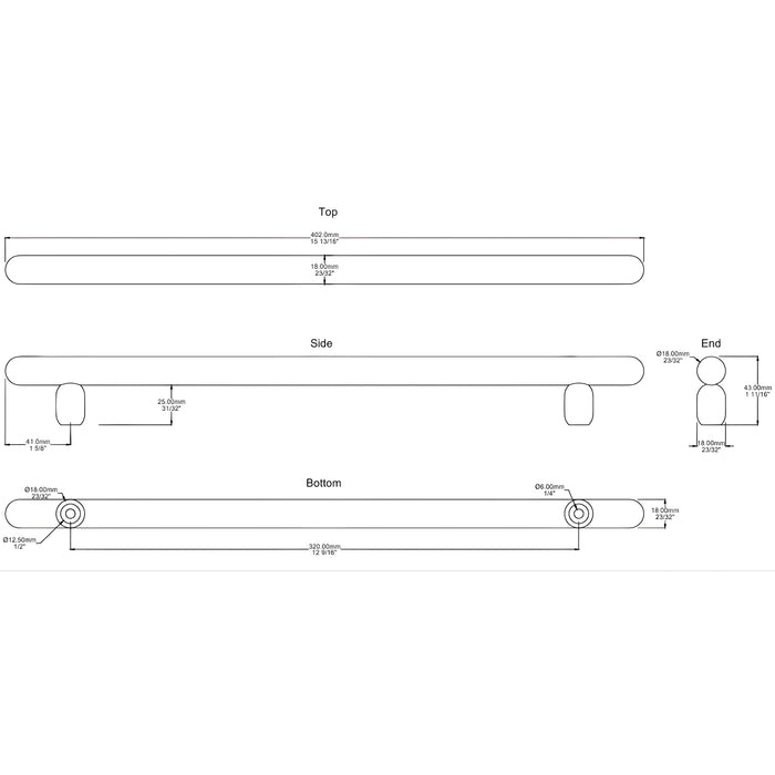 Line Drawing Iver Puerto 320mm Cabinet Pull Handle Polished Chrome 24064 - The Blue Space
