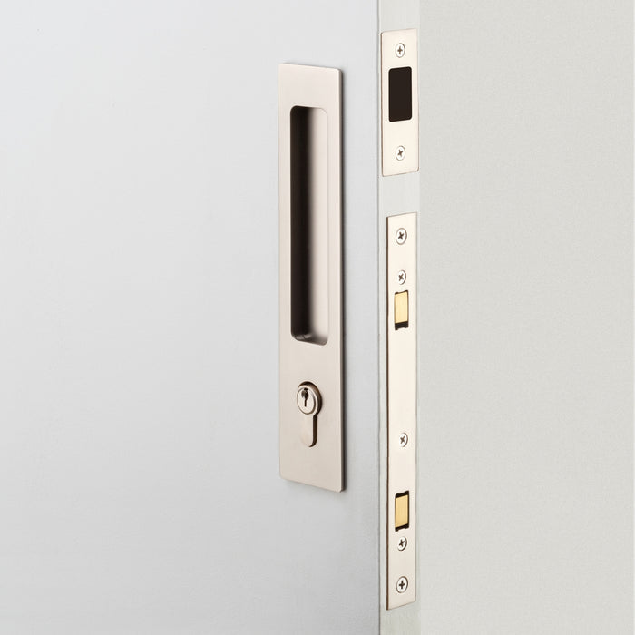 Lifestyle Iver Rectangular Sliding Door Pull Entrance Kit with High Security Lock Satin Nickel 21419E - The Blue Space
