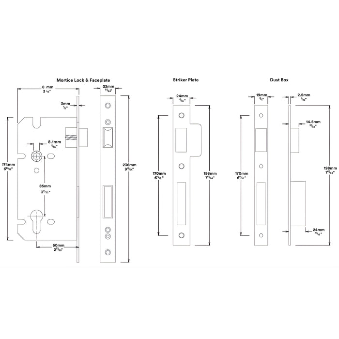 Mortice Lock Iver Sarlat Lever Oval Backplate Entrance Kit with High Security Lock Satin Nickel 14724KENTR60KT - The Blue Space