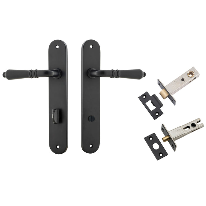 Iver Sarlat Lever Oval Backplate Privacy Kit with Privacy Turn Matte Black 12724KPRIV60 - The Blue Space