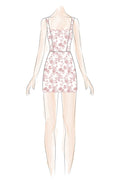 Ivory Pink Floral Scallop Trim Dress