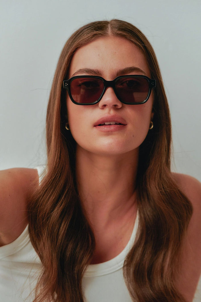 Jamie Black Rounded Brown Lens Sunglasses