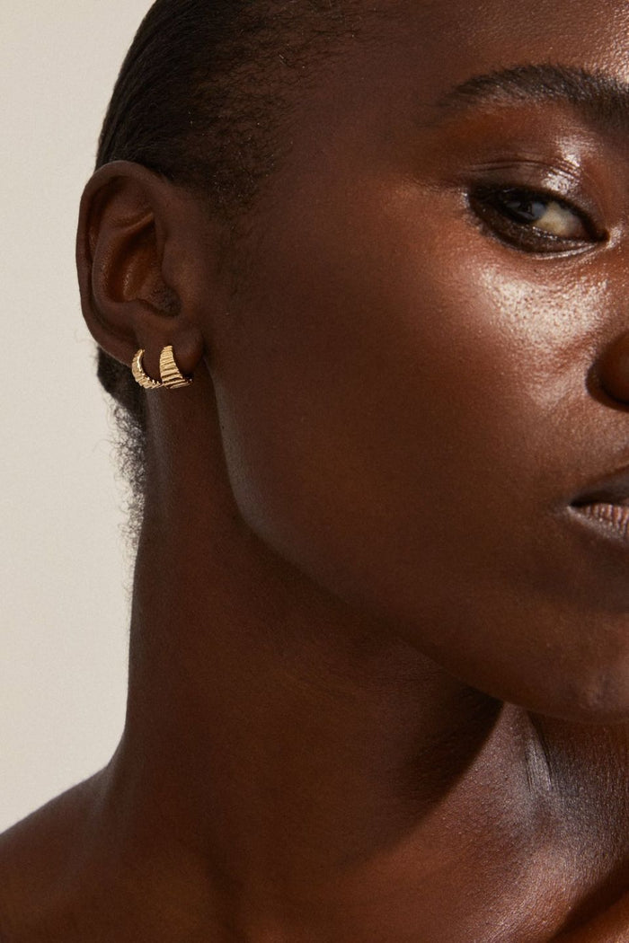 Jemma Gold Plated Textured Hoop Earrings ACC Jewellery Pilgrim
