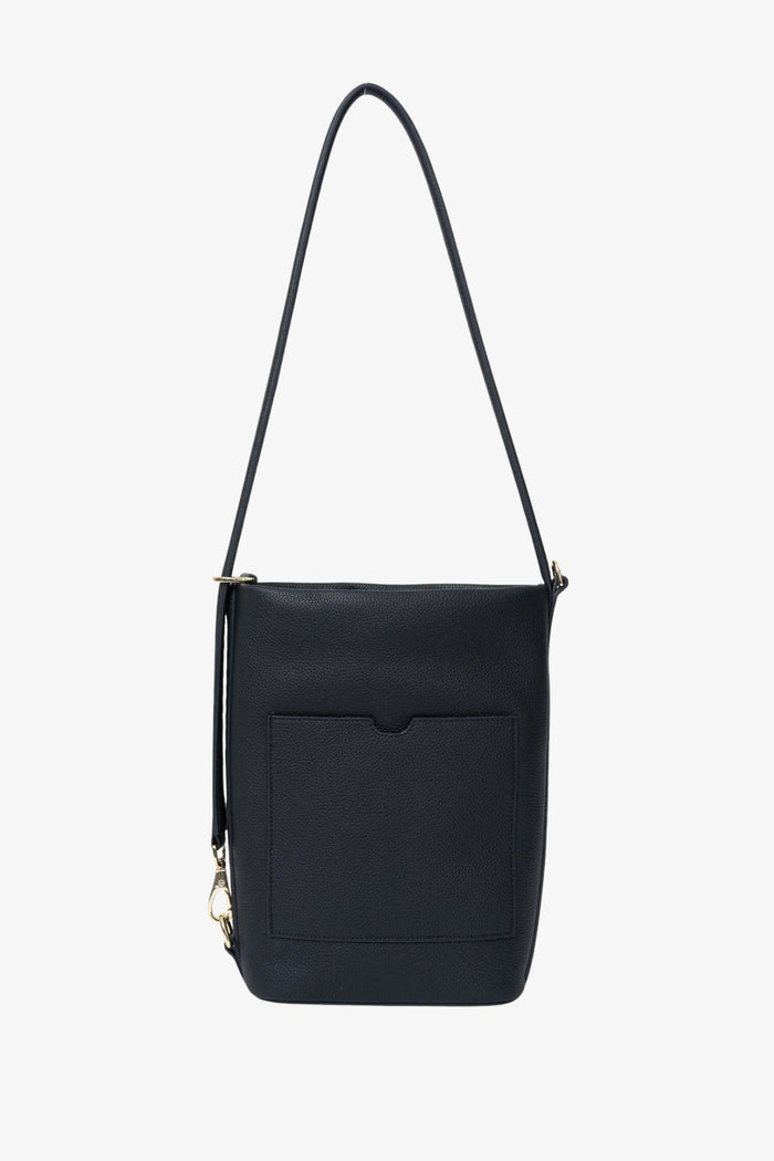black bucket bag