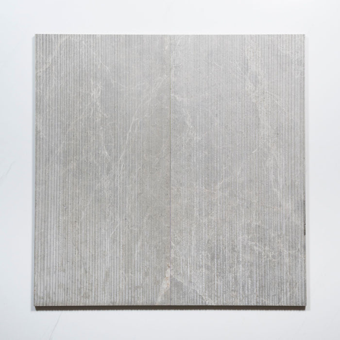 Pattern Lay No Hand Kew Grey Ribbed Decor Porcelain Tile 300 x 600mm PISGRF1 - The Blue Space