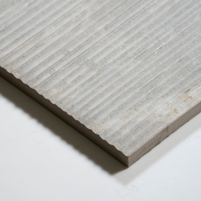 Oblique Kew Grey Ribbed Decor Porcelain Tile 300 x 600mm PISGRF1 - The Blue Space